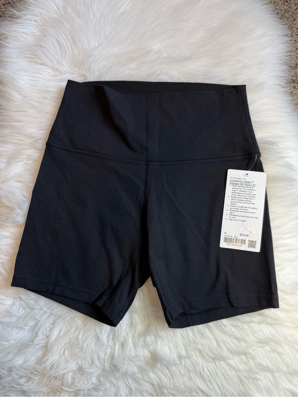 Lululemon Align Ribbed HR Short 6" In Black NWT